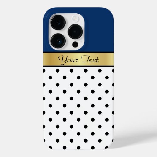 Exquisite Sodalite Blue White And Black Polka Dots Case_Mate iPhone 14 Pro Case