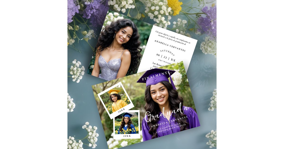 Exquisite Spanish Script Collage 4 Photos Timeline Invitation | Zazzle