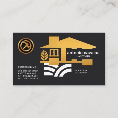Exquisite Stylish Gold Home Iconic Icon Handyman Business Card