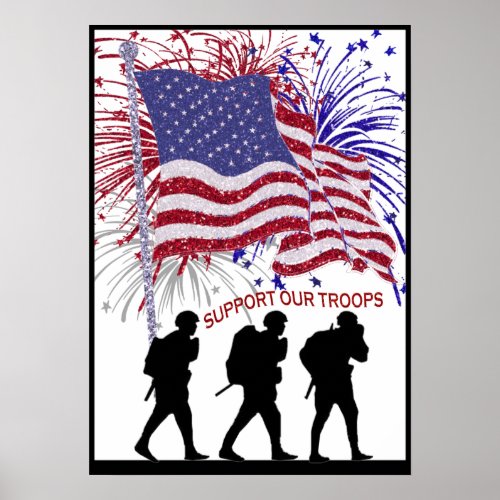 Exquisite Support Our Troops Three Soldier Poster