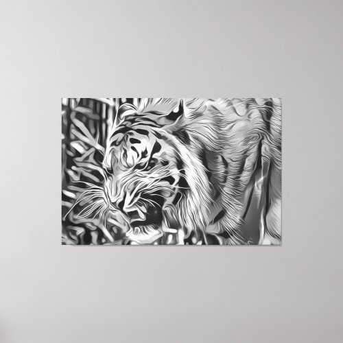 Exquisite Tiger King BW Photo Art Cool Modern Canvas Print