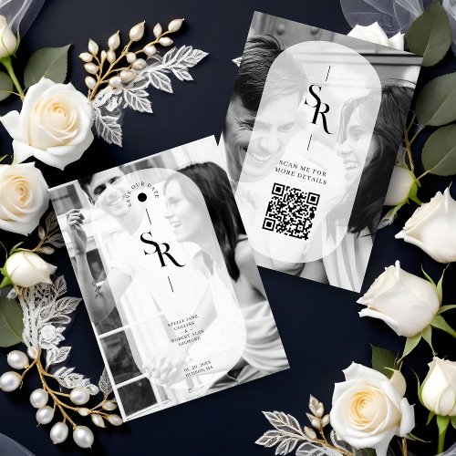 Exquisite Vellum Transparency Black White Initials Save The Date