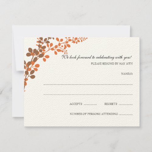 Exquisite Vines (Bronze &amp; Orange) RSVP Postcard Personalized Announcements
