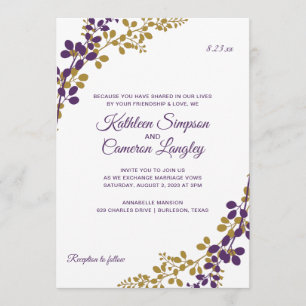 Exquisite Vines Invitation- Plum & Gold Invitation