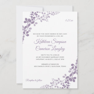 Exquisite Vines Wedding Invitation Light Purple