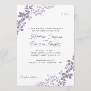Exquisite Vines Wedding Invitation Light Purple