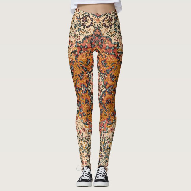Exquisite Vintage Persian Rug Pattern Leggings (Front)