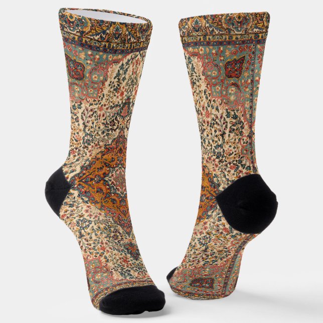 Exquisite Vintage Persian Rug Pattern Socks (Angled)