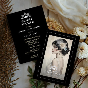 Exquisite Vintage Retro 20s Bride Bridal Shower Foil Invitation