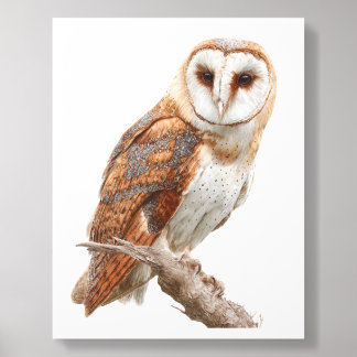 Exquisite Watercolor Barn Owl Portrait Acrylic Photo Tile