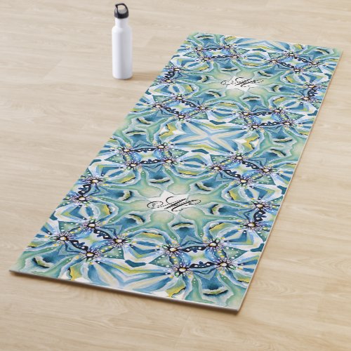 Exquisite Watercolor Handpainted Artdeco Boho Chic Yoga Mat