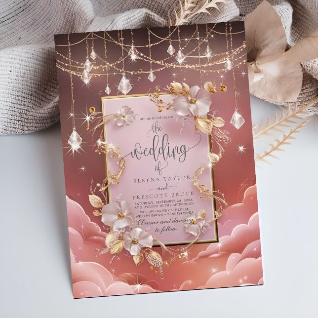 Exquisite Whimsical Clouds and Stars Wedding Invitation (Creator Uploaded)