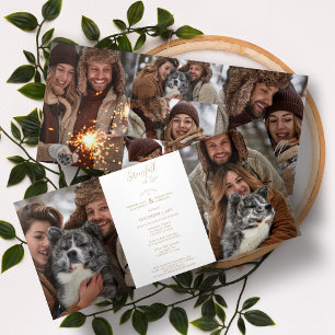 Exquisite Winter Wedding Christmas 7 Multi Photos Tri-Fold Invitation