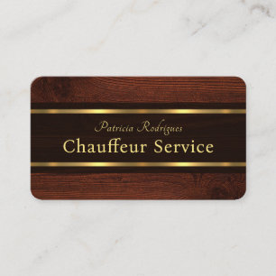 Exquisite Wood Grain Gold Lines Chauffeur Business Card