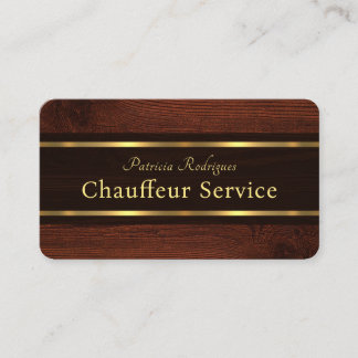 Exquisite Wood Grain Gold Lines Chauffeur Business Card
