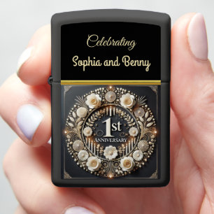 Exquisite Wreath for First-Year Love Zippo Lighter