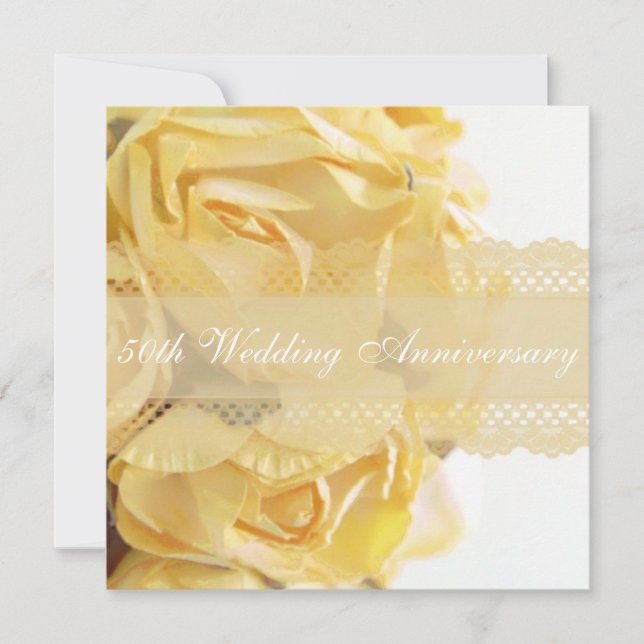 Exquisite Yellow Roses Wedding Anniversary Party Invitation (Front)