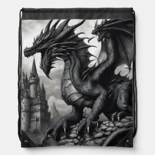Exquisitely Detailed Gothic Dragon Drawstring Bag