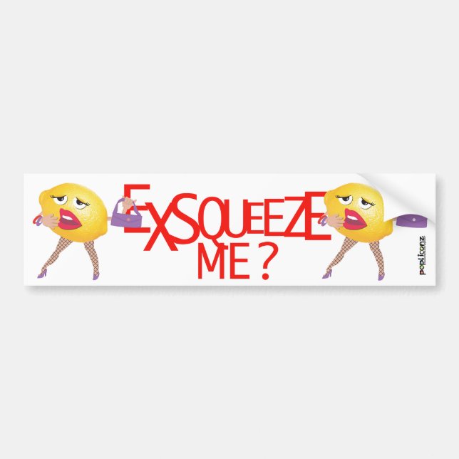 'exsqueeze me?' funny lemon humorous bumper sticker (Front)