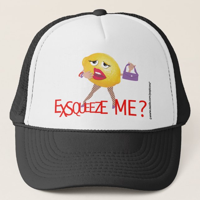 'exsqueeze me?' funny lemon humorous Hat (Front)