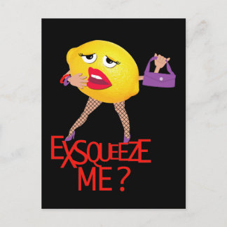 'exsqueeze me?' funny lemon humorous Postcard
