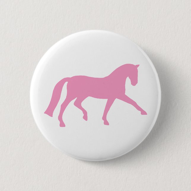 Extended Trot Dressage Horse (pink) Pinback Button (Front)