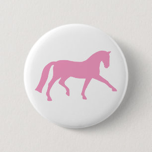 Extended Trot Dressage Horse (pink) Pinback Button