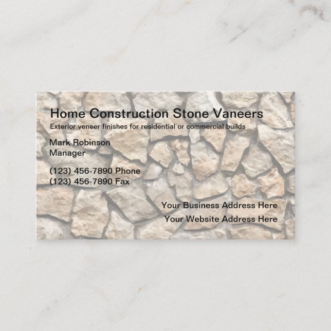 Exterior Construction Veneer Finishing Business Card (Front)