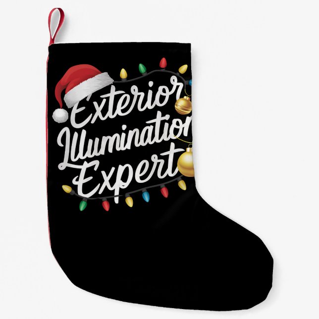 Exterior Illumination Expert Christmas Light Decor Small Christmas Stocking (Front)