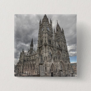 Exterior of the Basilica in Quito, Ecuador Button