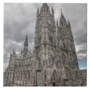 Exterior of the Basilica in Quito, Ecuador Tile