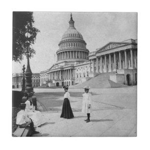 Exterior of the Capitol building with women Tile