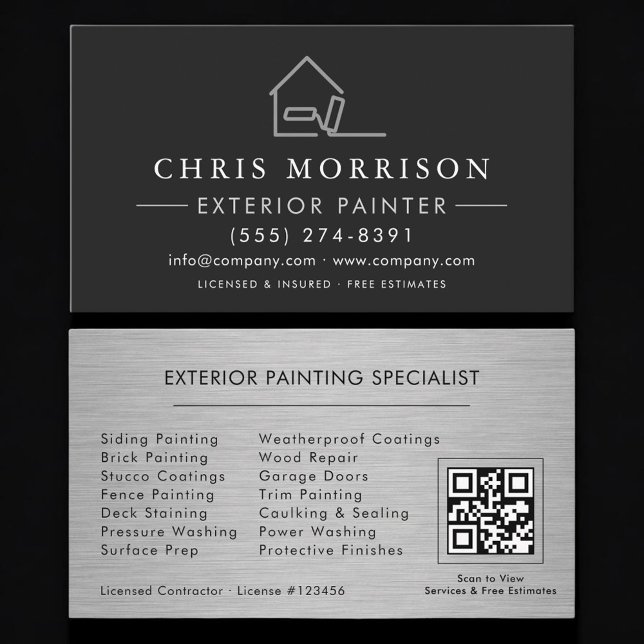 Exterior Painting QR Code Professional Business Card (Creator Uploaded)