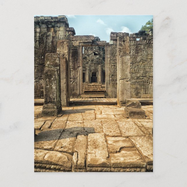 Exterior Stone Doorway, Bayon Temple Ruins, Angkor Postcard (Front)
