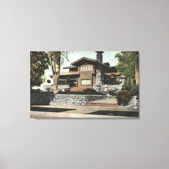 Exterior View of a Californian Bungalow Canvas Print (Front)