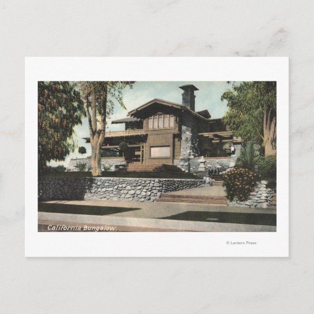 Exterior View of a Californian Bungalow Postcard (Front)