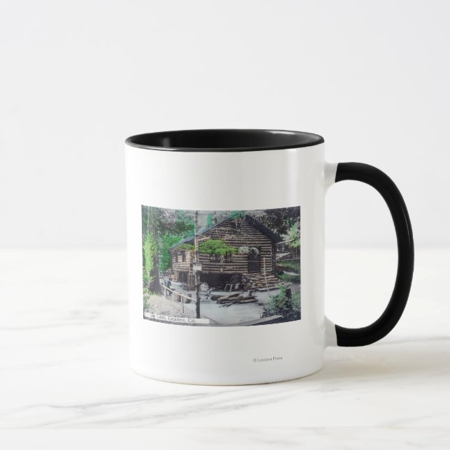 Exterior View of a Log CabinCazadero, CA Mug (Right)