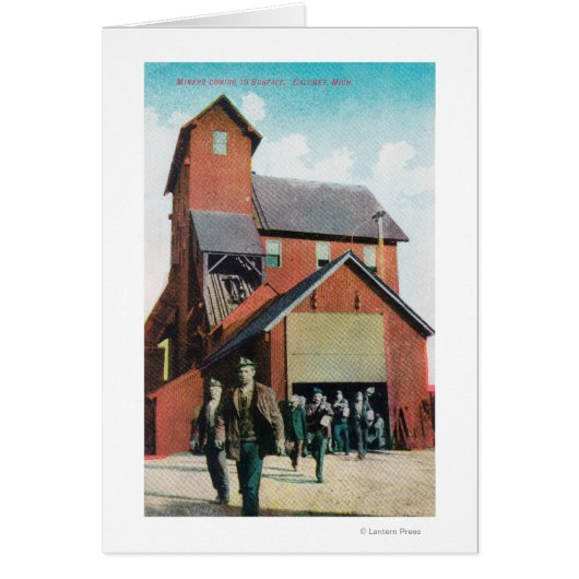 Exterior View of a Mine, Workers Exiting Cards (Front)