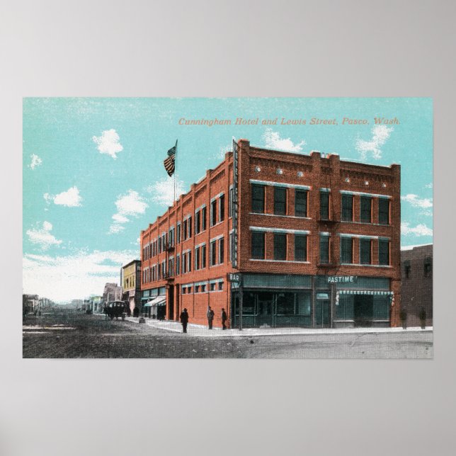 Exterior View of Cunningham Hotel on Lewis St Poster (Front)