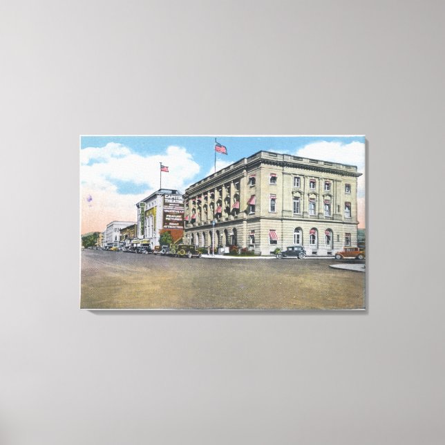 Exterior View of Federal Bldg, Capitol Theatre Canvas Print (Front)