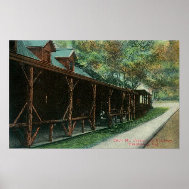 Exterior View of Fitch Mt. Tavern and Roadway Poster (Front)