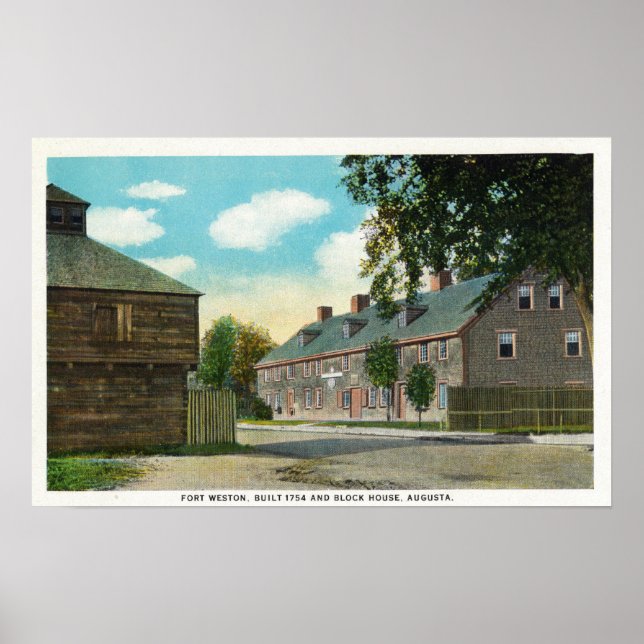 Exterior View of Fort Weston and Block House Poster (Front)