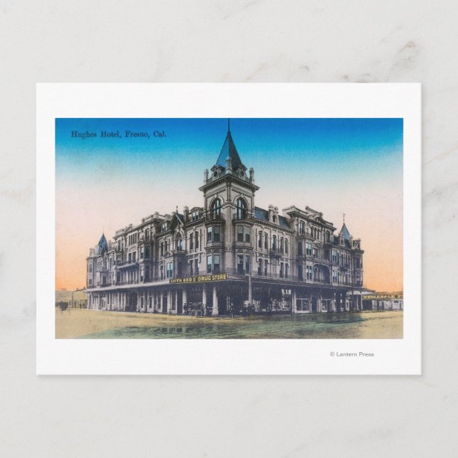 Exterior View of Hughes HotelFresno, CA Postcard (Front)