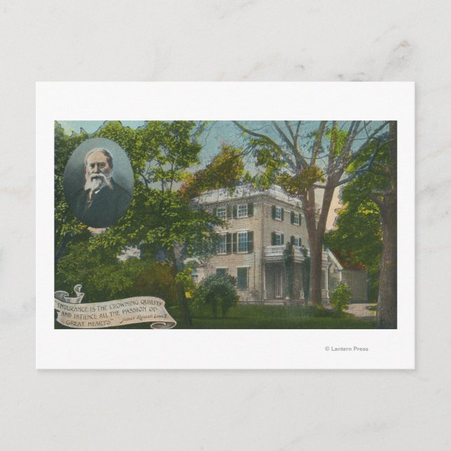 Exterior View of James Russell Lowell Home Postcard (Front)