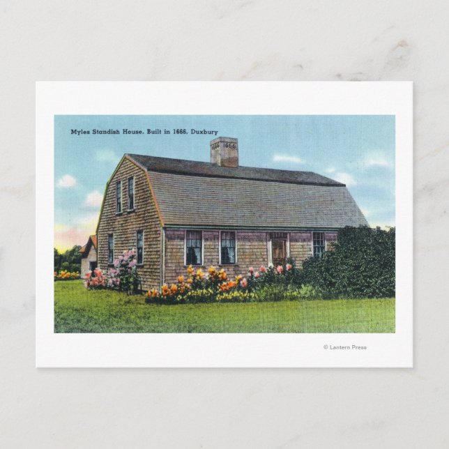 Exterior View of Myles Standish House Postcard (Front)