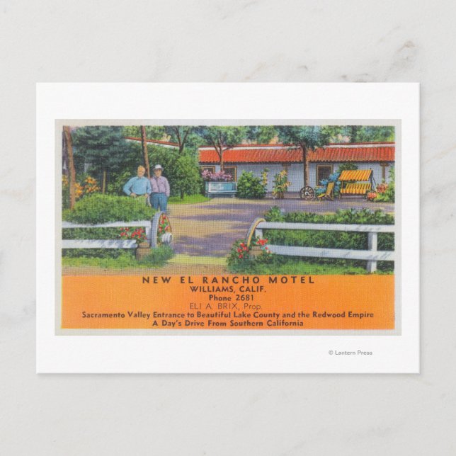 Exterior View of New El Rancho Motel Postcard (Front)