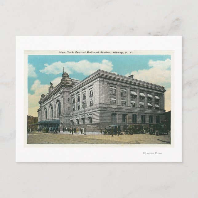 Exterior View of NY Central Railroad Station Postcard (Front)