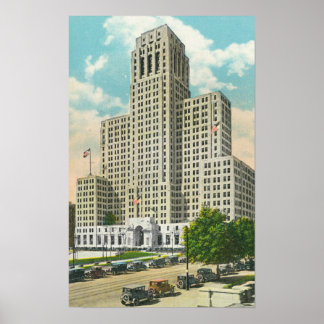 Exterior View of NY State Office Bldg Poster