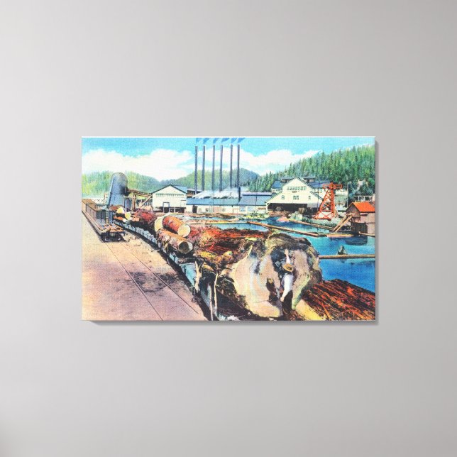 Exterior View of Pacific Lumber Co, Redwood Canvas Print (Front)