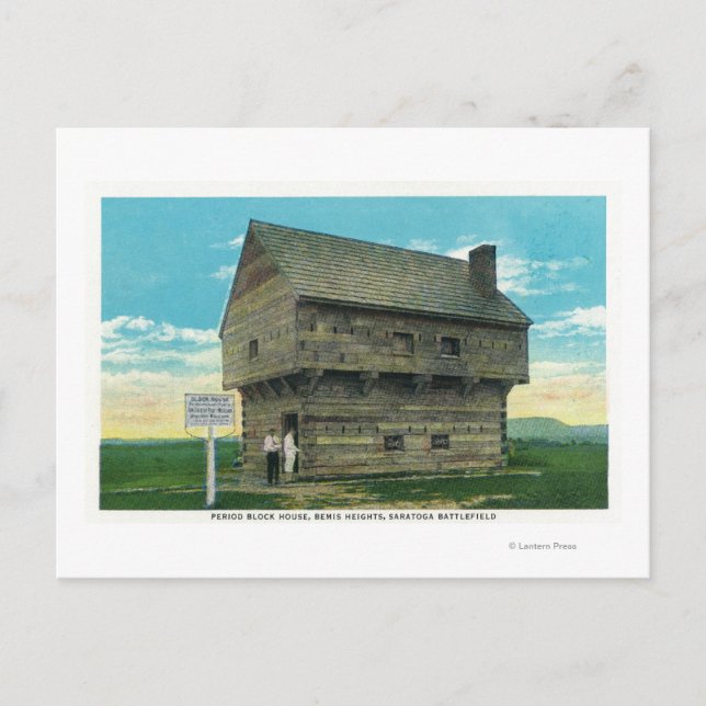 Exterior View of Period Block House Postcard (Front)